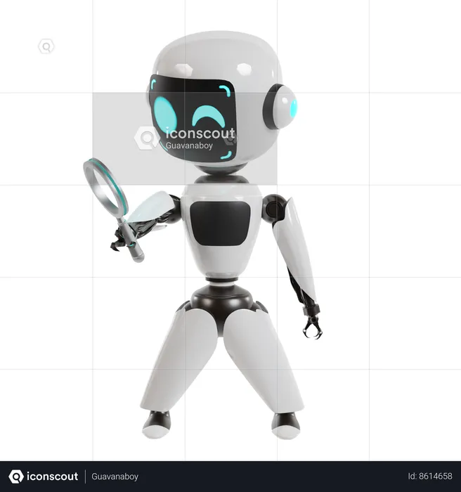 Robot Is Searching  3D Illustration