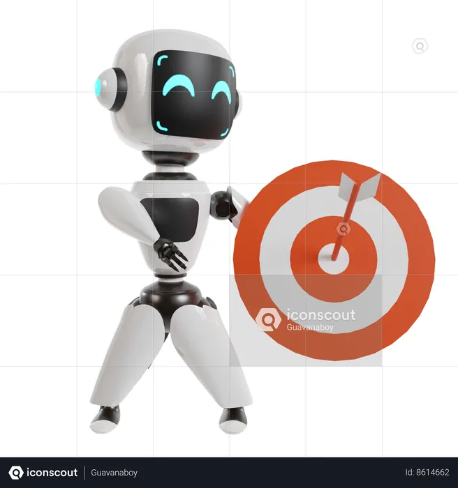 Robot Is Targeting His Goal  3D Illustration
