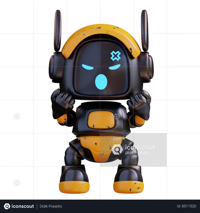 Robot Is Very Angry  3D Illustration