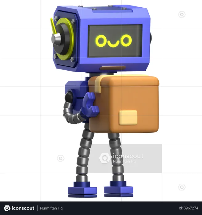 Robot Lifting Box  3D Icon