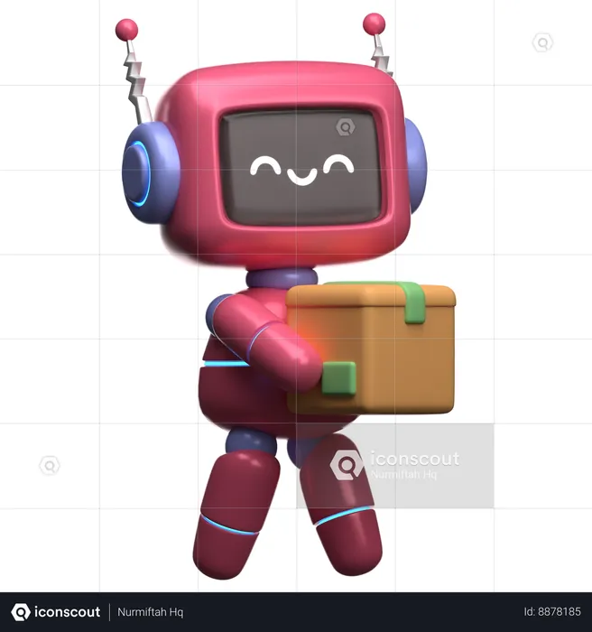 Robot Lifting Box  3D Illustration