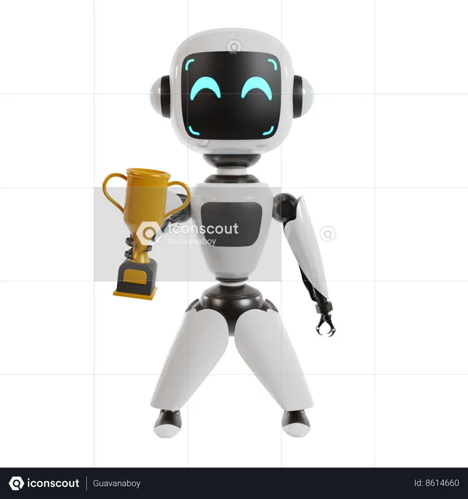 Robot logra trofeo  3D Illustration