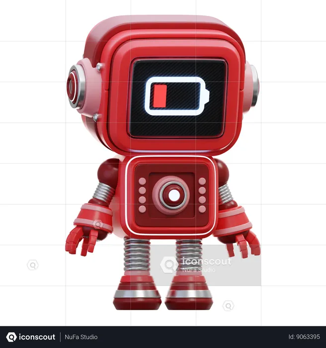 Robot Low Battery  3D Illustration