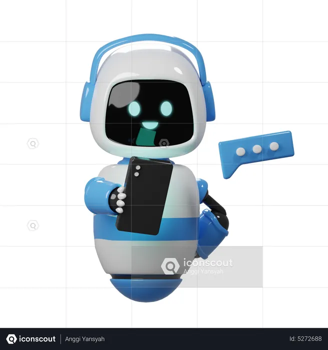 Robot mignon envoyant un message par SMS  3D Icon