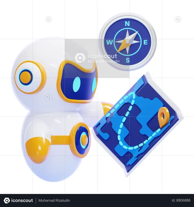 Robot navigating  3D Icon