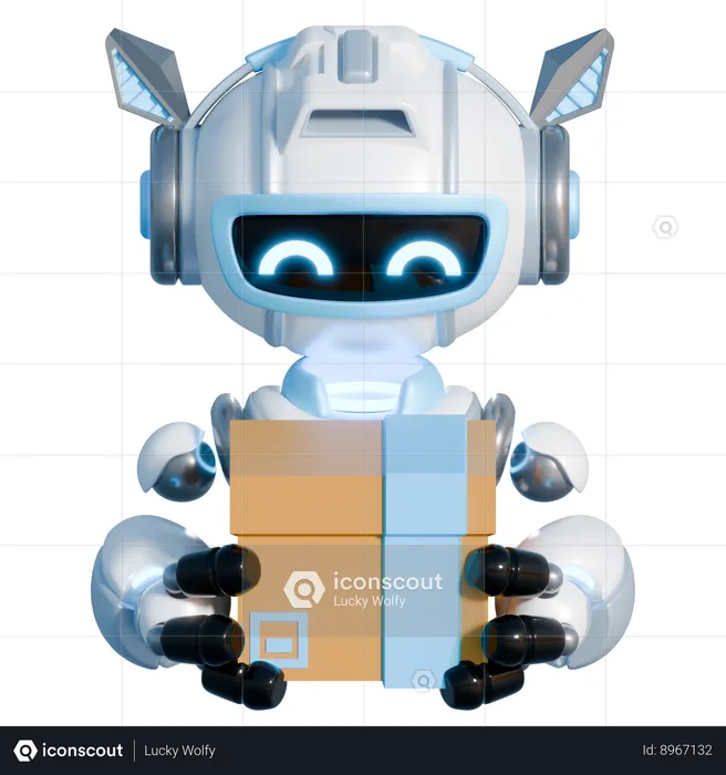 ROBOT PACKAGE DELIVERY  3D Illustration