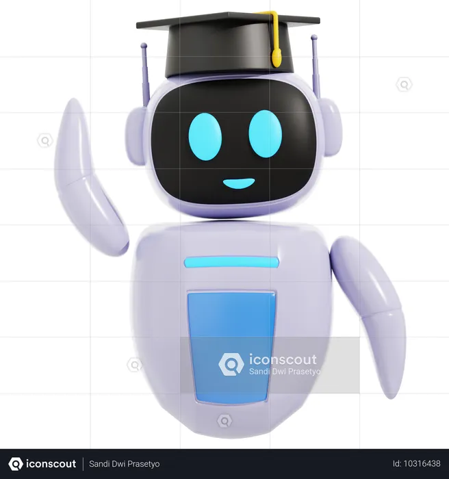 Robot portant une toque de diplômé  3D Icon