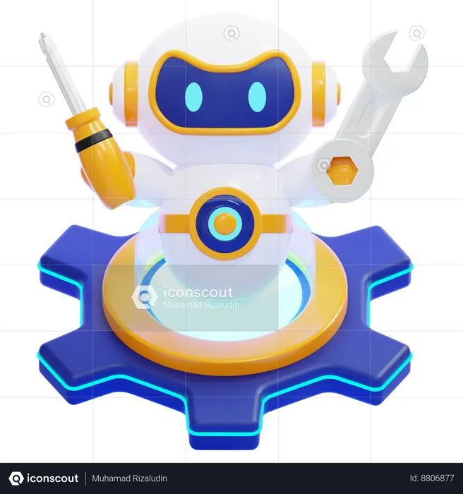 Robot realizando mantenimiento  3D Icon