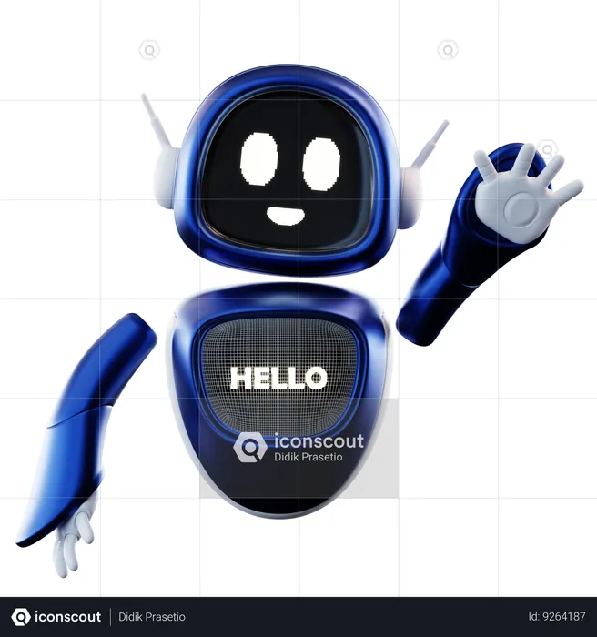 Robot Says Hello  3D Illustration