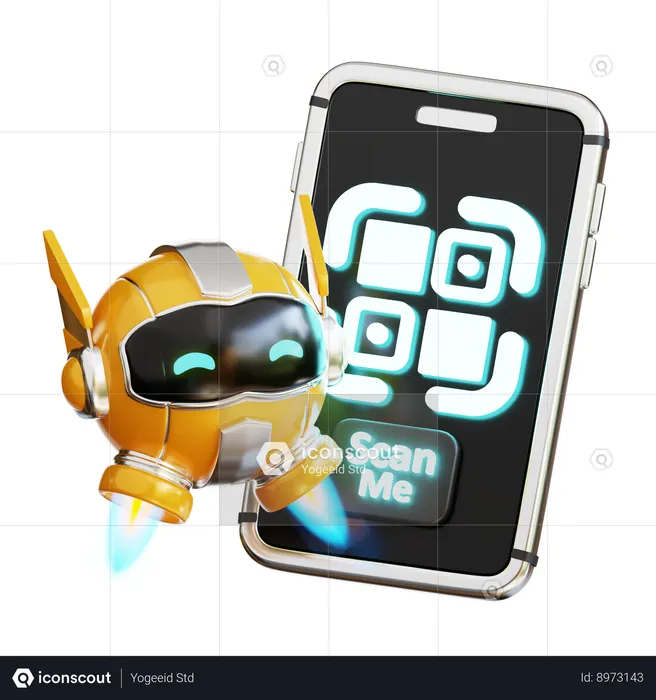 Le robot scanne le code-barres  3D Icon