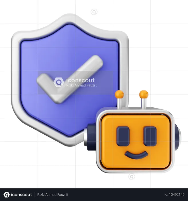 Robot Security Protection  3D Icon