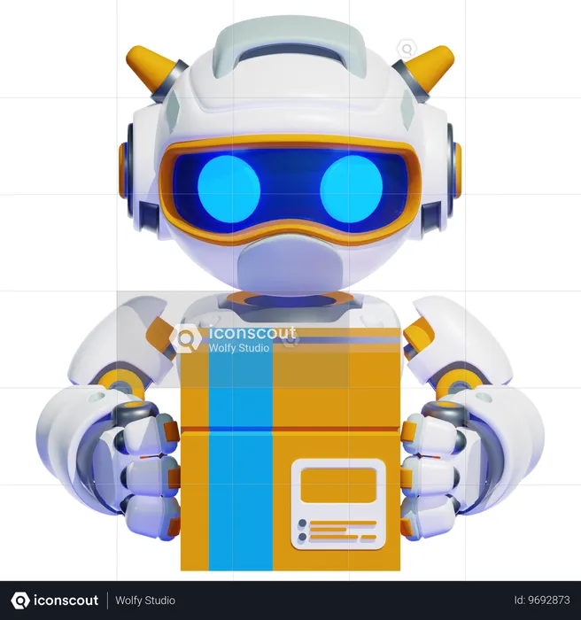 ROBOT SENDING PACKAGE  3D Illustration