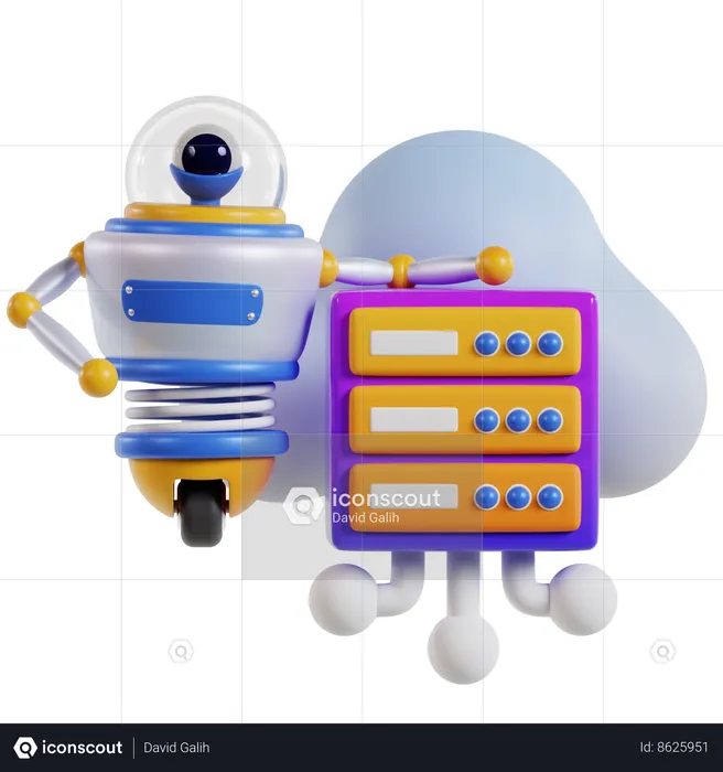 Robot serveur cloud efficace  3D Icon