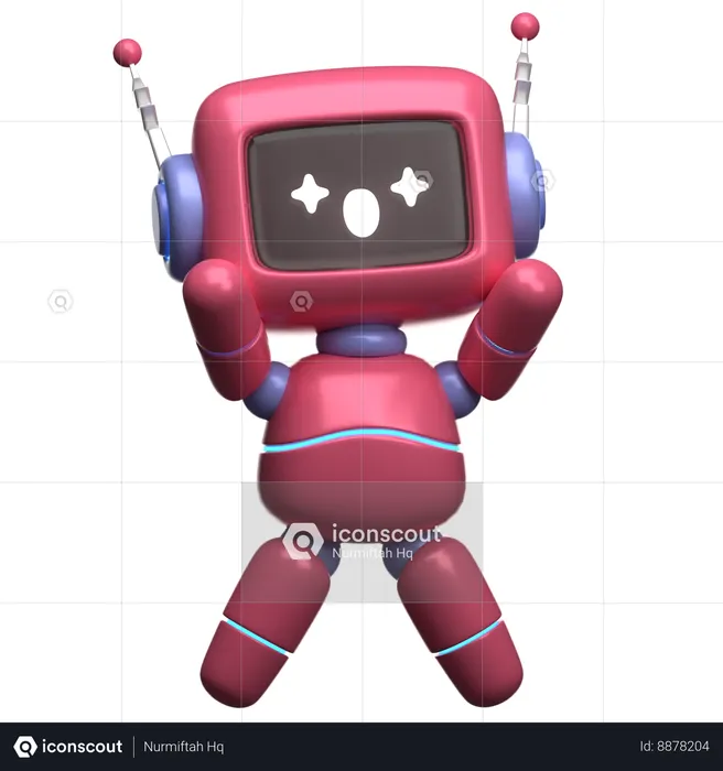 Robot Shocked  3D Illustration