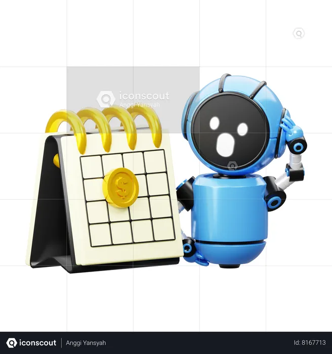 Robot Showing Date  3D Icon