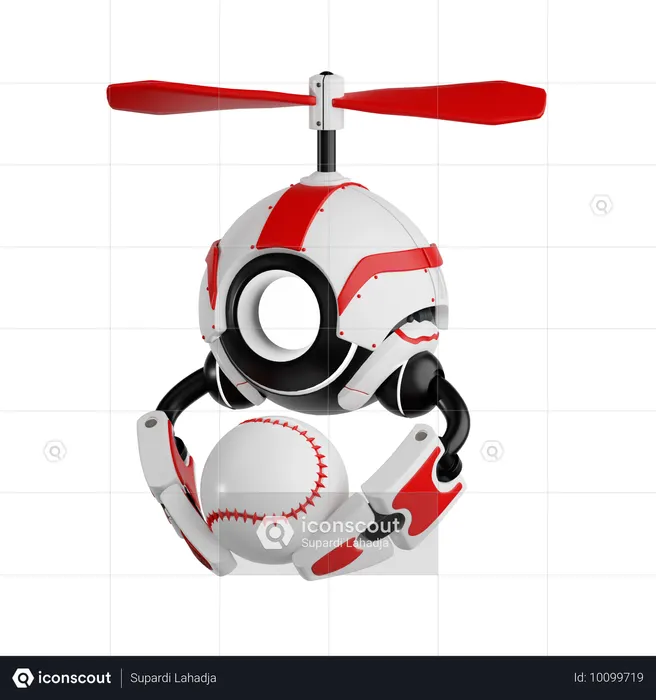 Robot sostiene pelota de beisbol  3D Icon