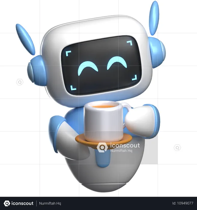 Robot sosteniendo una taza  3D Illustration