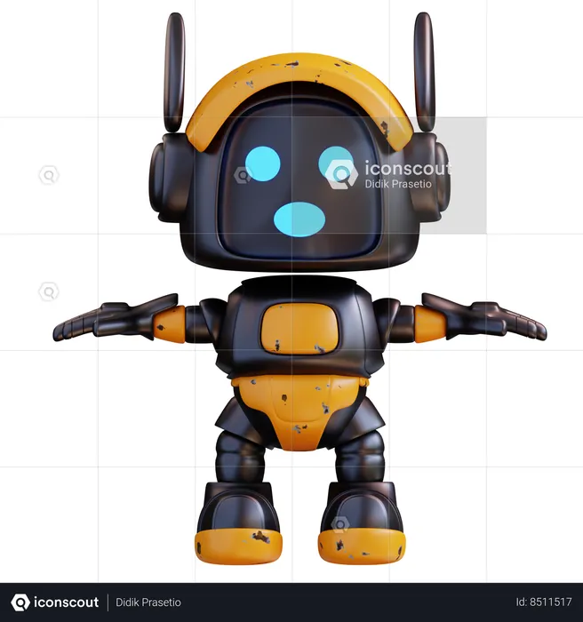 Robot Spread Its Arms  3D Illustration