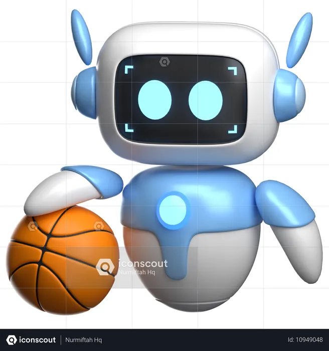 Robot tenant un ballon de basket  3D Illustration