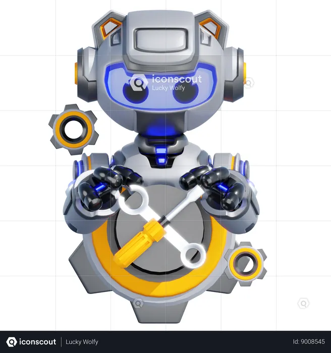 ROBOT UNDER MAINTENANCE  3D Illustration