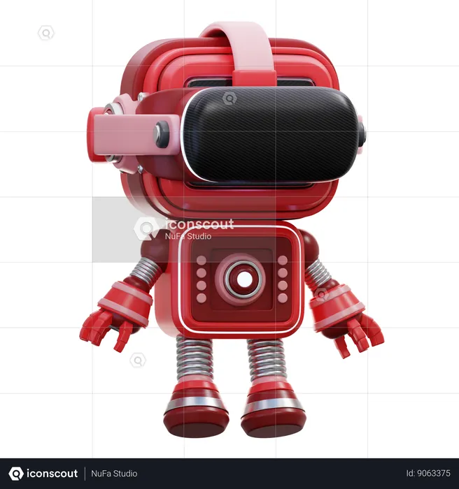 Robot Using Vr Glasses  3D Illustration