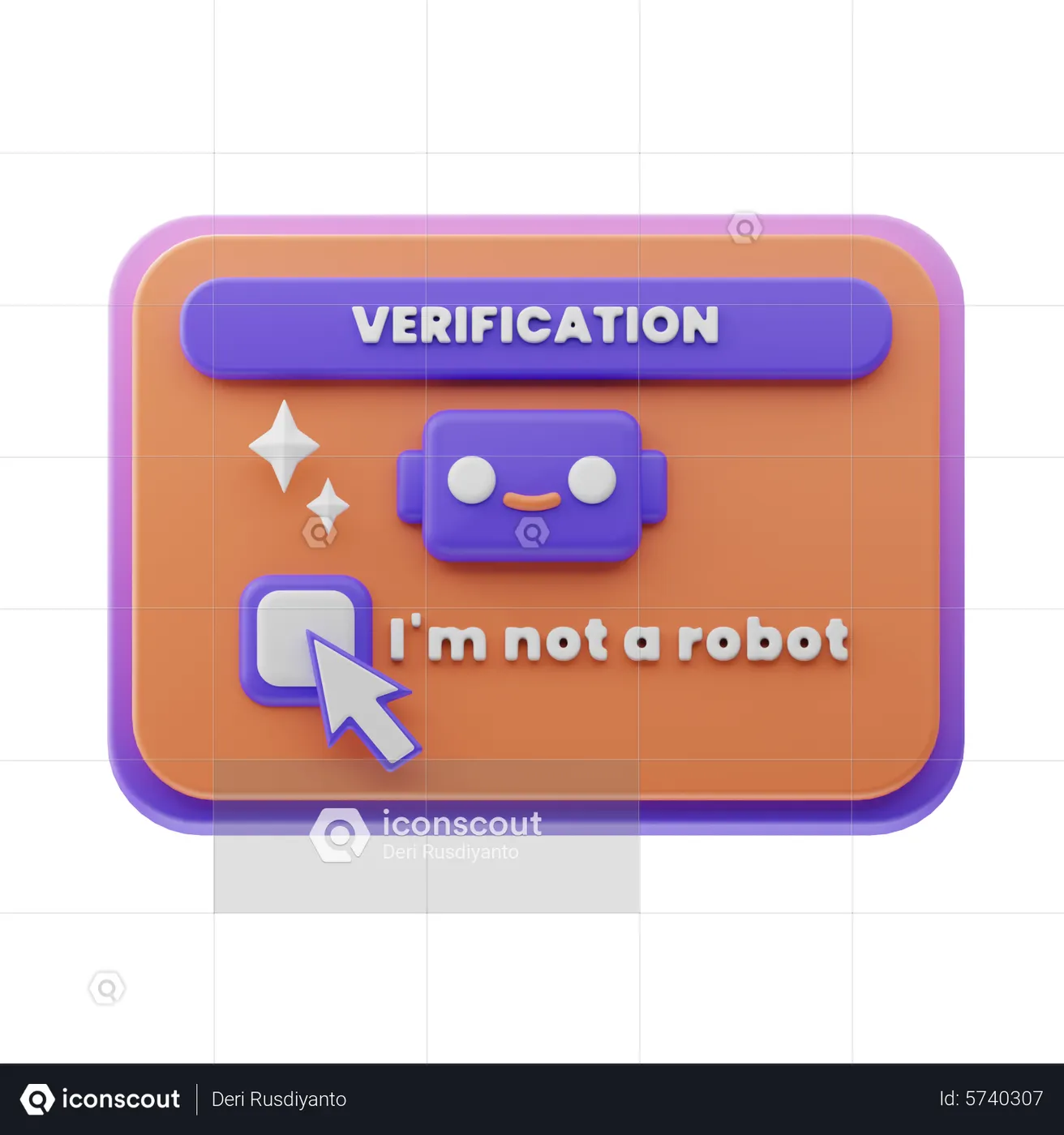 Robot Verification 3D Icon download in PNG, OBJ or Blend format
