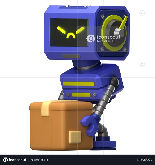 Robot with Box  3D Icon