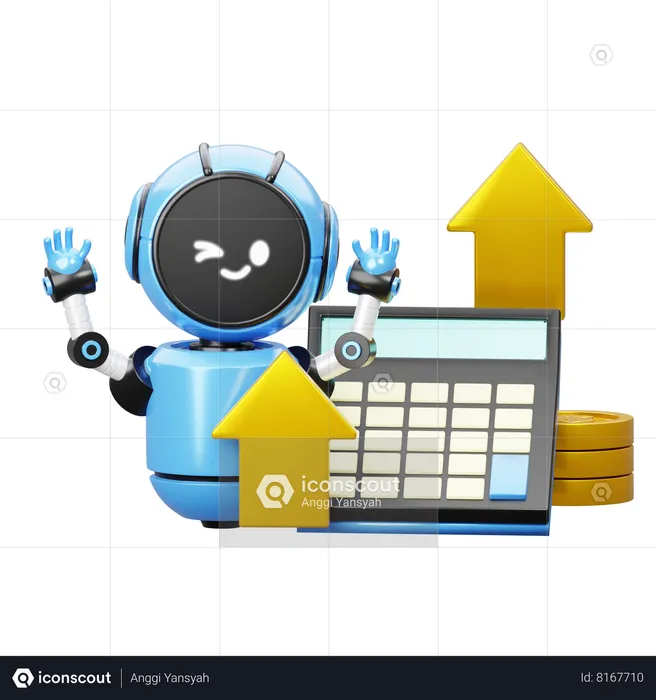 Robot With Calculator  3D Icon