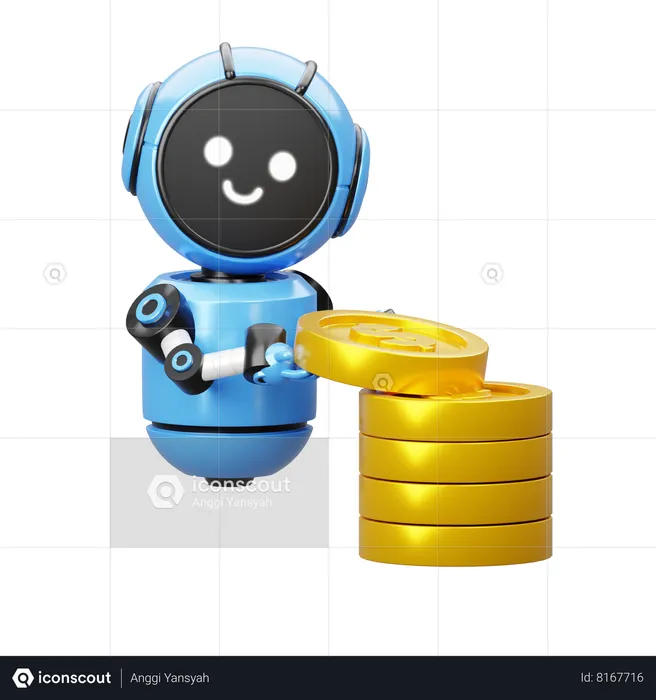 Robot With Coin  3D Icon