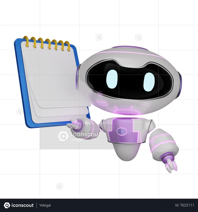 Robot with Paper  3D Icon