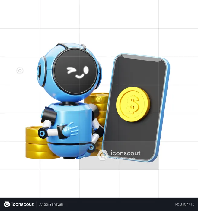 Robot With Phone  3D Icon