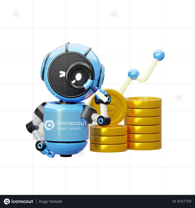 Robot With profit  3D Icon