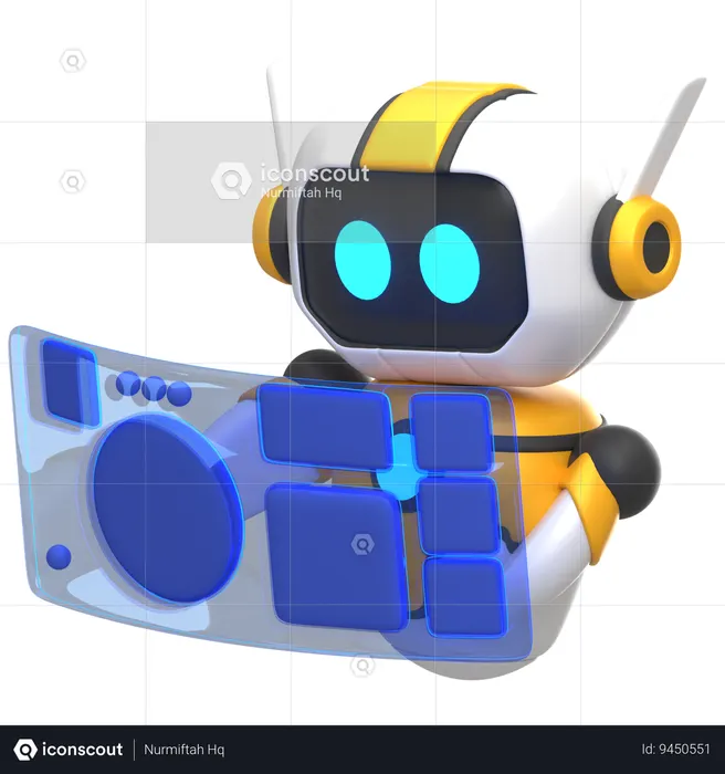 Robot With Virtual Screen  3D Icon