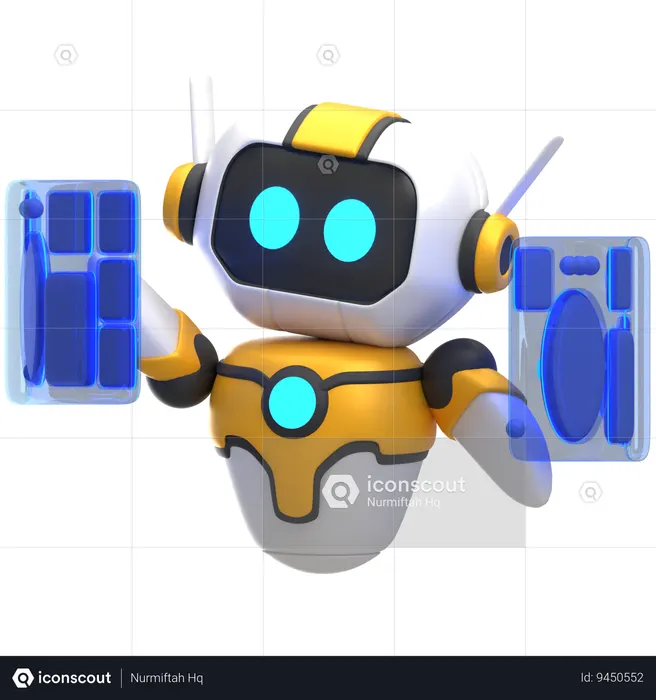 Robot With Virtual Screen  3D Icon