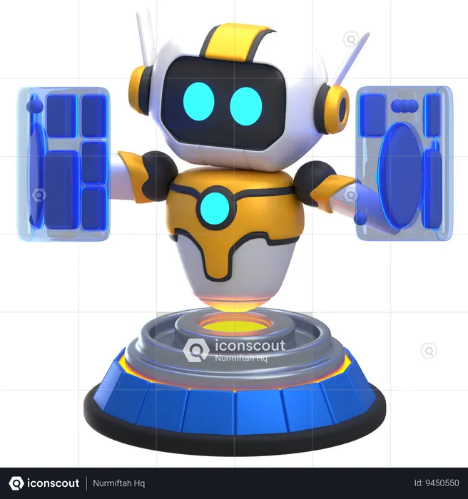 Robot With Virtual Screen  3D Icon