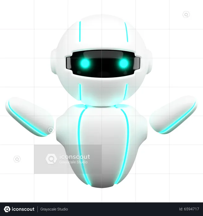 Robot with wide hands  3D Illustration