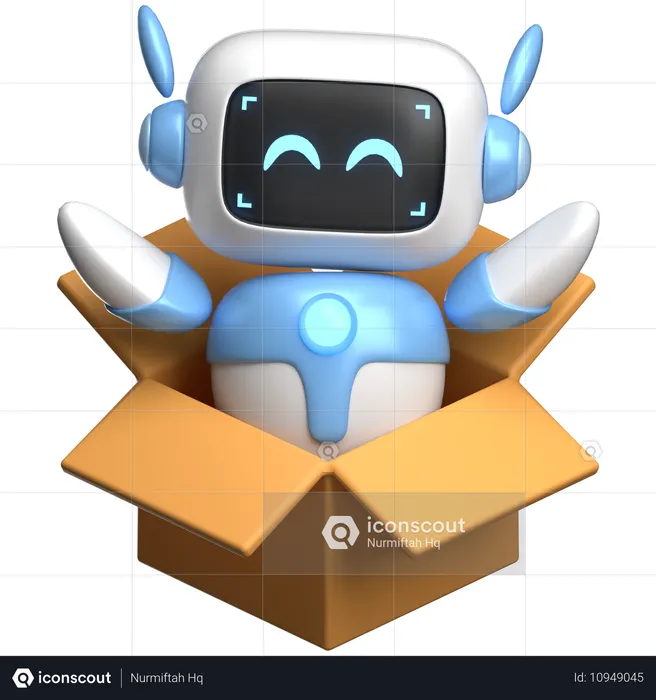 Roboter eine Kiste  3D Illustration