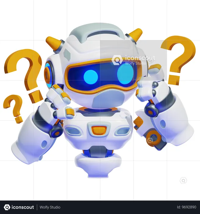 Roboter verwirrt  3D Illustration