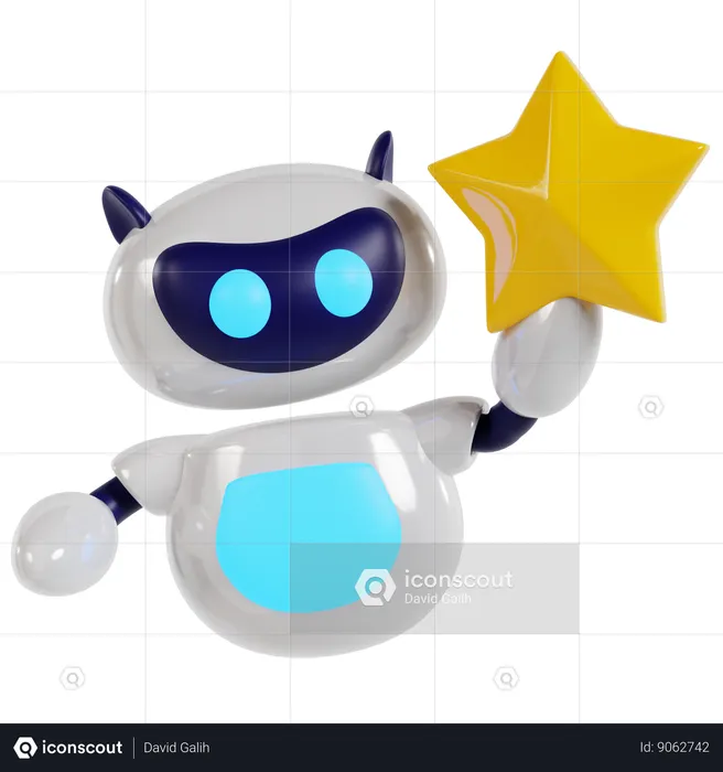 Robot’s Starry Presentation  3D Illustration