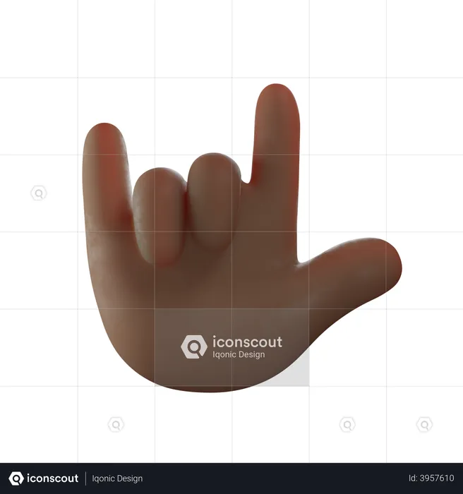 Rock Hand Gesture  3D Illustration