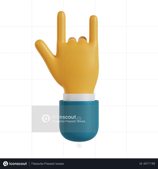 Rock Hand Gesture  3D Illustration