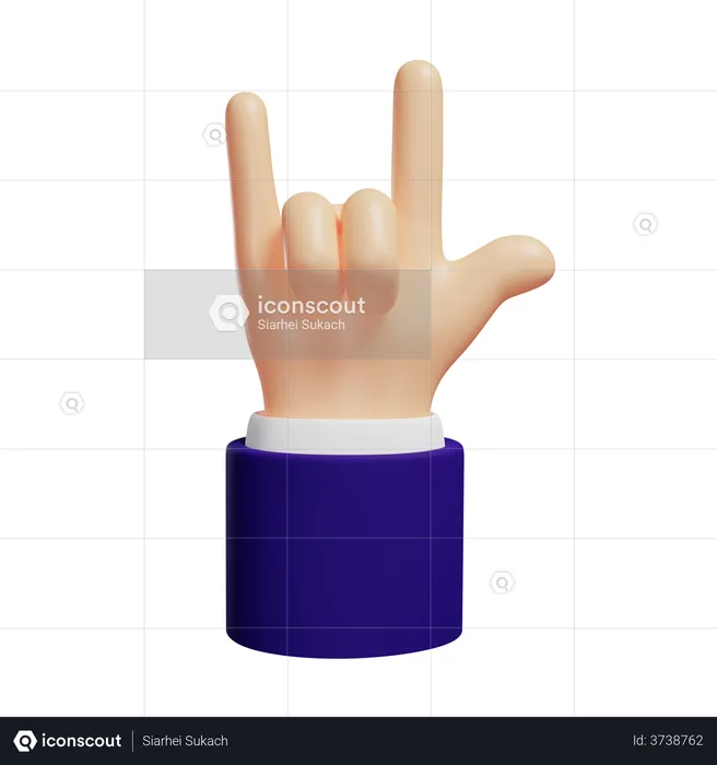 Rock Hand Gesture  3D Illustration