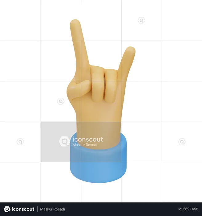 Rock N' Roll hand gesture  3D Icon