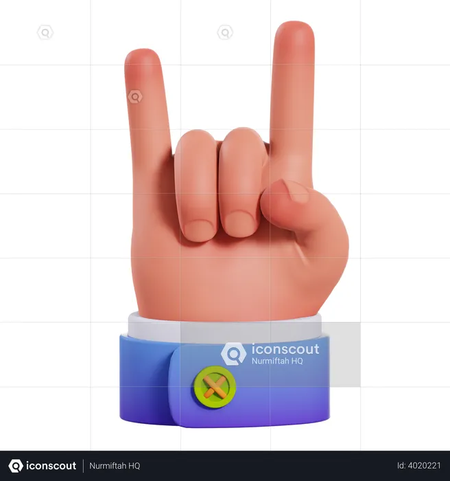 Rock On Hand Gesture  3D Illustration