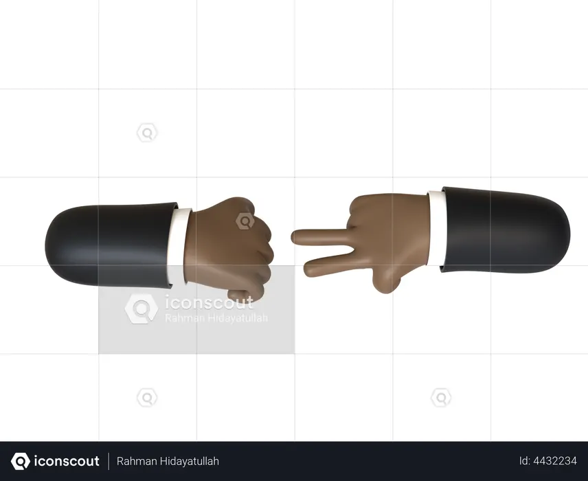 Rock Paper Scissors Hand  3D Illustration