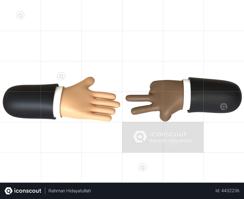 Rock Paper Scissors Hand  3D Illustration