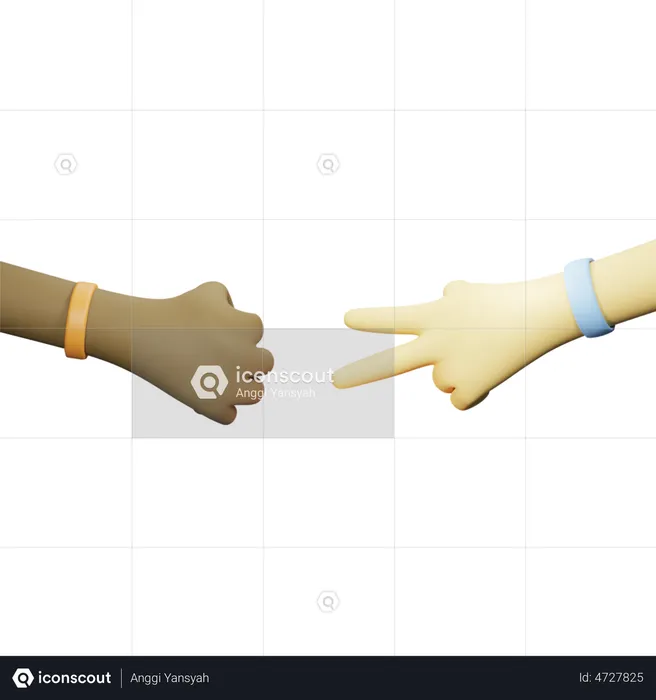 Rock Scissor Hand Gesture  3D Illustration