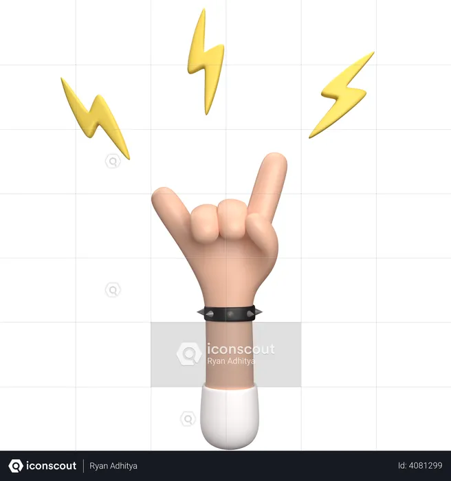 Rocker Hand Gesture  3D Illustration