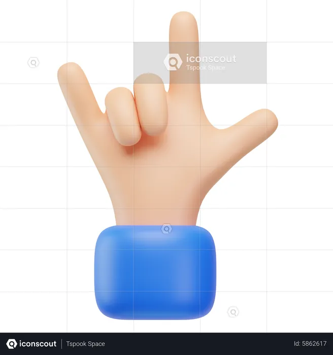Rocker Hand Gesture  3D Icon