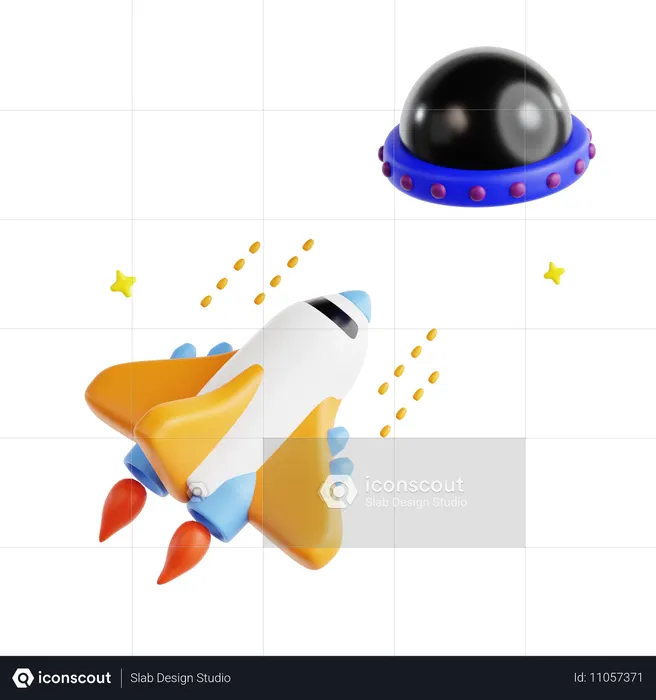 Rocket And Ufo  3D Icon